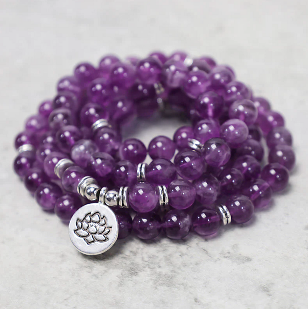 Collana Mala con Ametista Lotus
