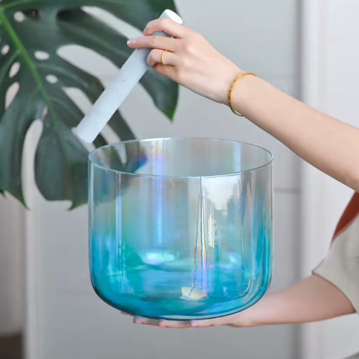 Campana tibetana in cristallo di quarzo "Chrome Aura"