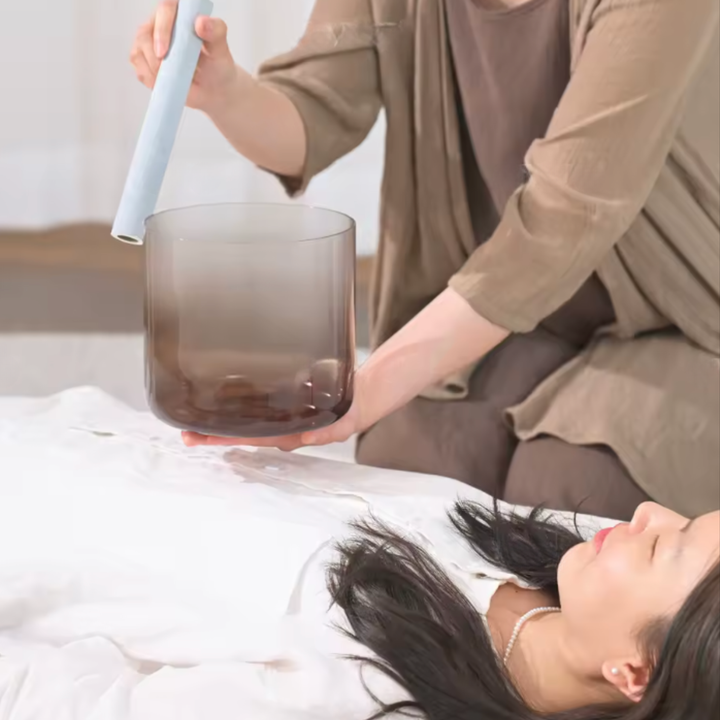 Campana tibetana in cristallo di quarzo "Chrome Aura"