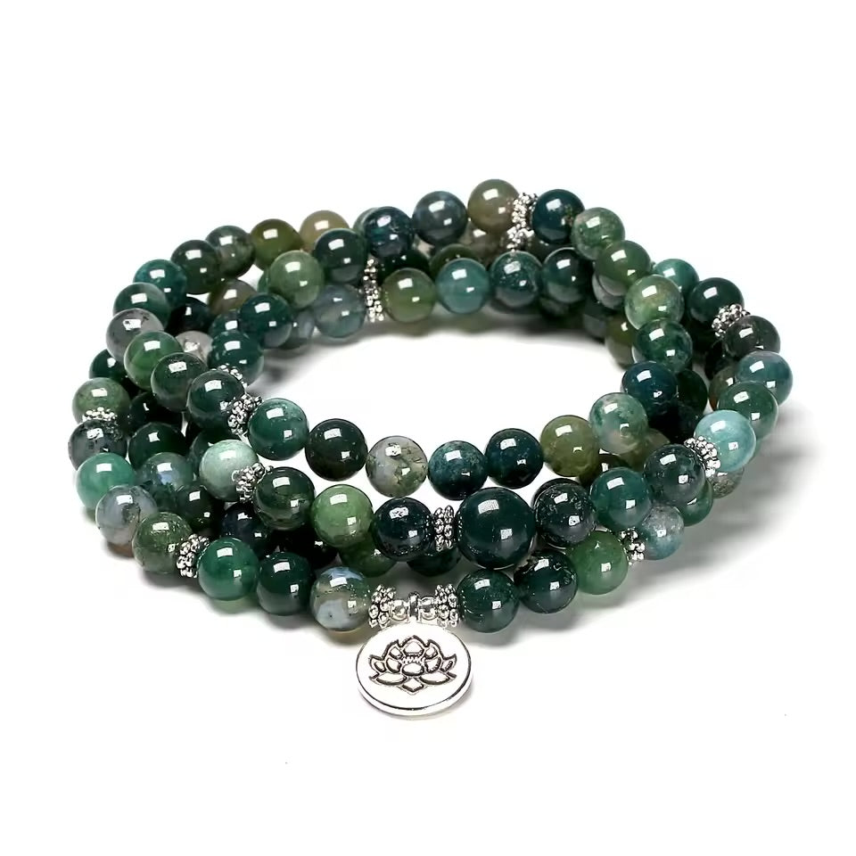 Natural Green Achat - Mala Kette