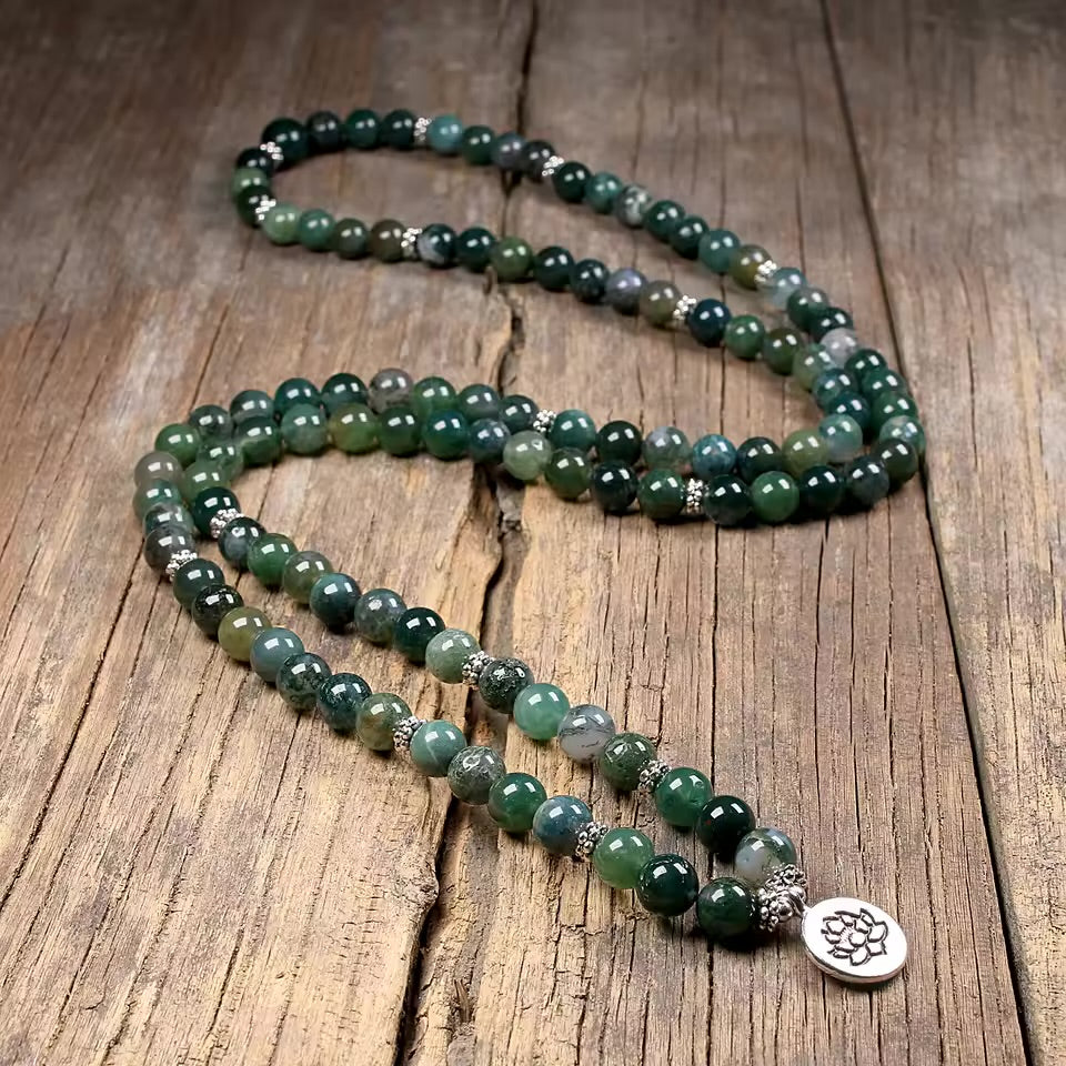 Natural Green Achat - Mala Kette
