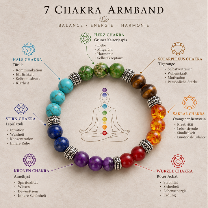 Braccialetto con 7 pietre naturali dei chakra