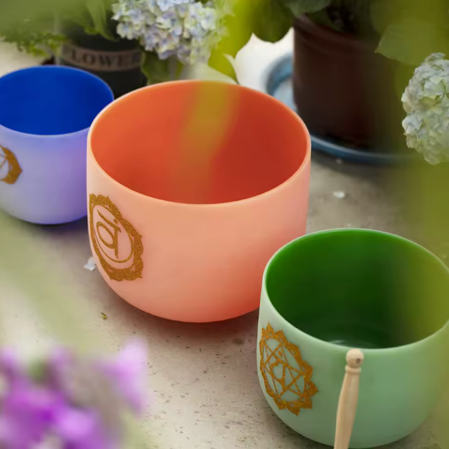 3-teiliges Kristall Klangschalen Set