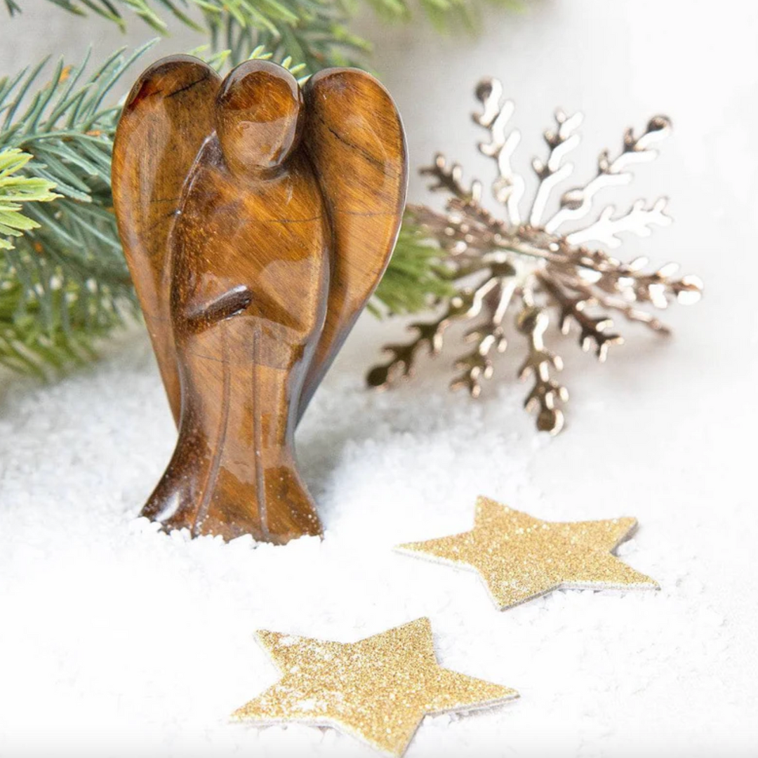 Statuetta di angelo custode in pietra naturale