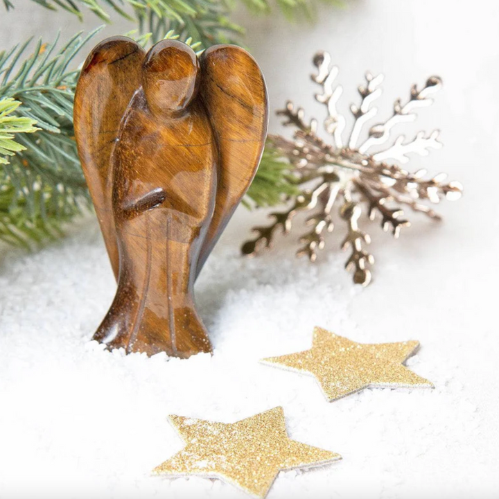 Statuetta di angelo custode in pietra naturale