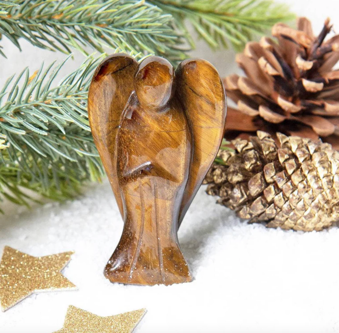 Statuetta di angelo custode in pietra naturale