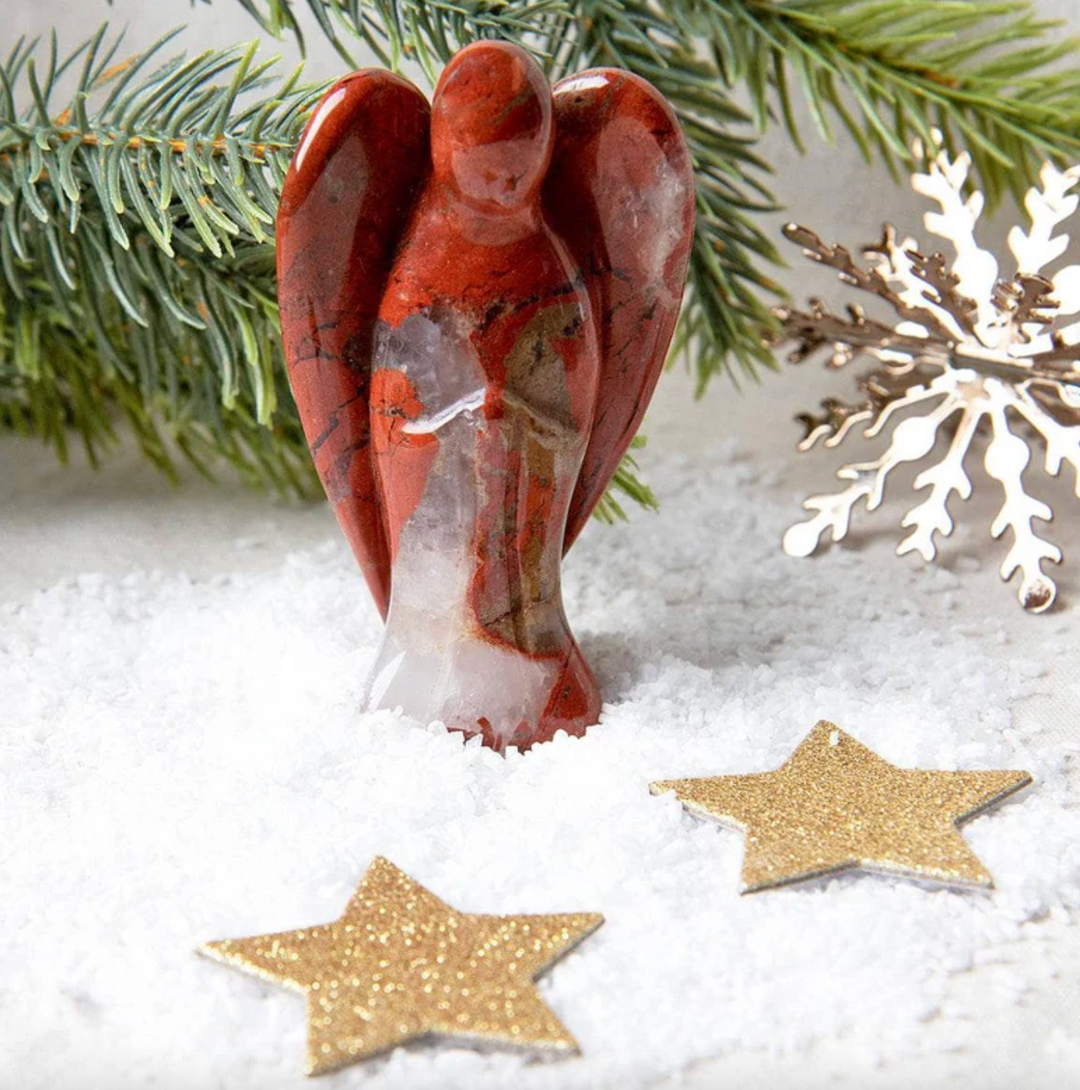 Statuetta di angelo custode in pietra naturale