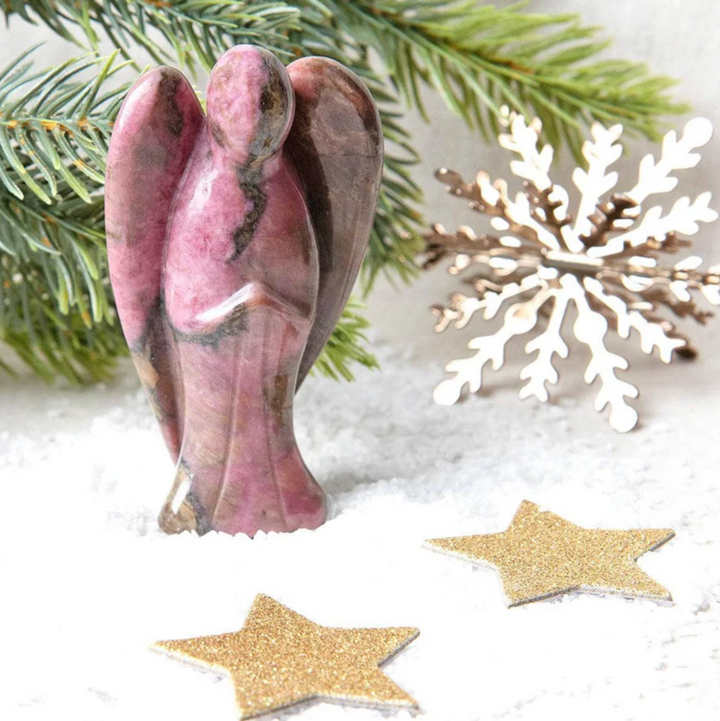 Statuetta di angelo custode in pietra naturale