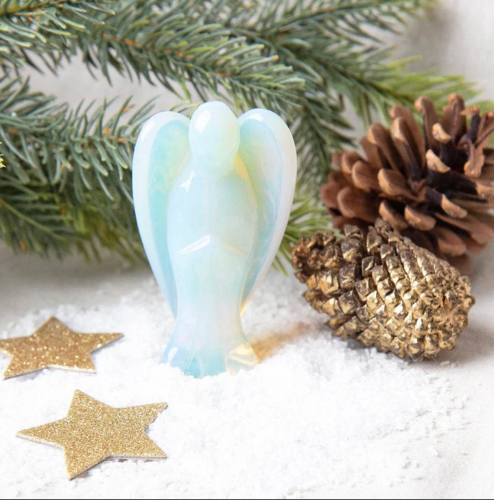 Statuetta di angelo custode in pietra naturale