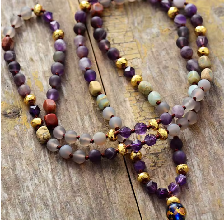 Collana in quarzo rosa naturale