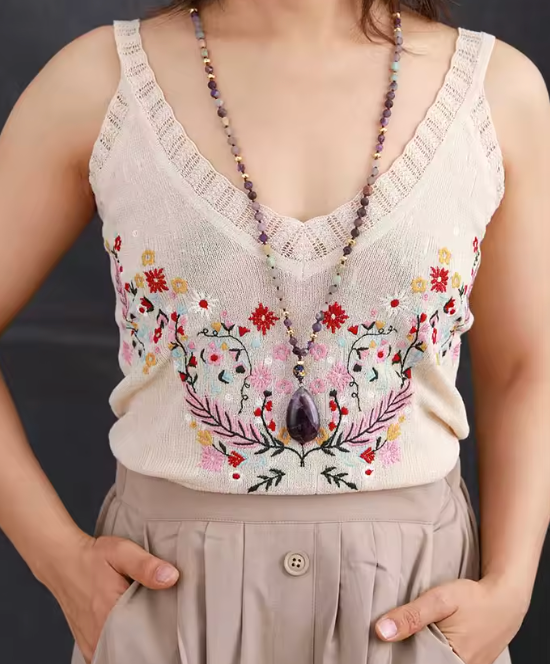 Collana in quarzo rosa naturale