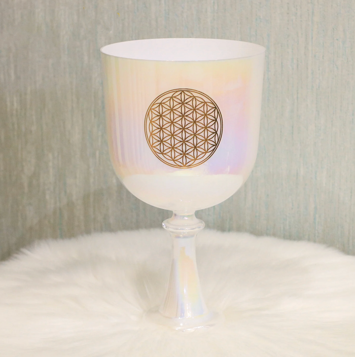 Campana tibetana in cristallo di quarzo "Fiore della vita"