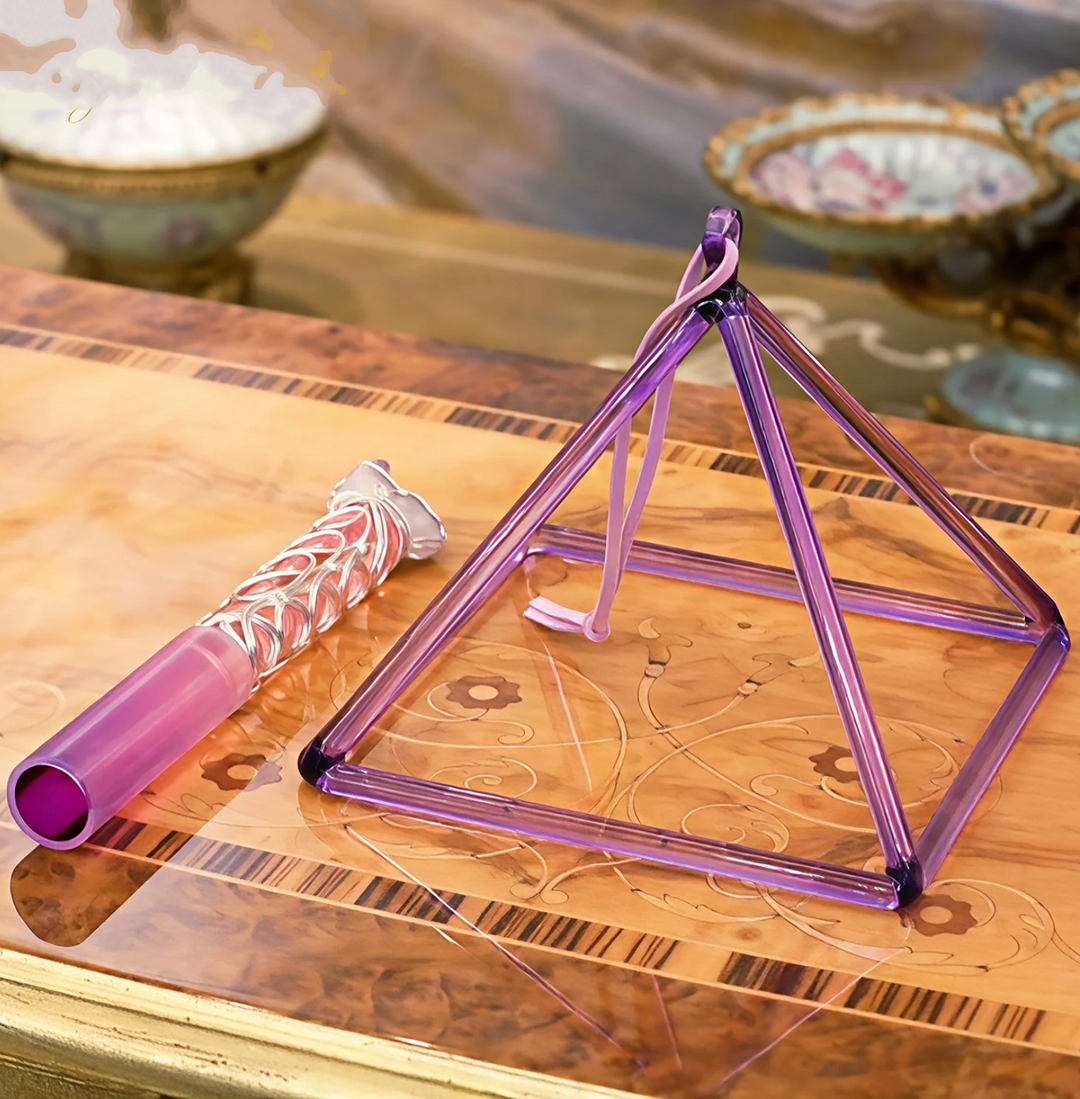 Campana tibetana in cristallo di quarzo "Fiore della vita"