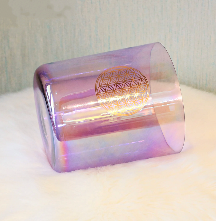 Campana tibetana in cristallo di quarzo "Fiore della vita"