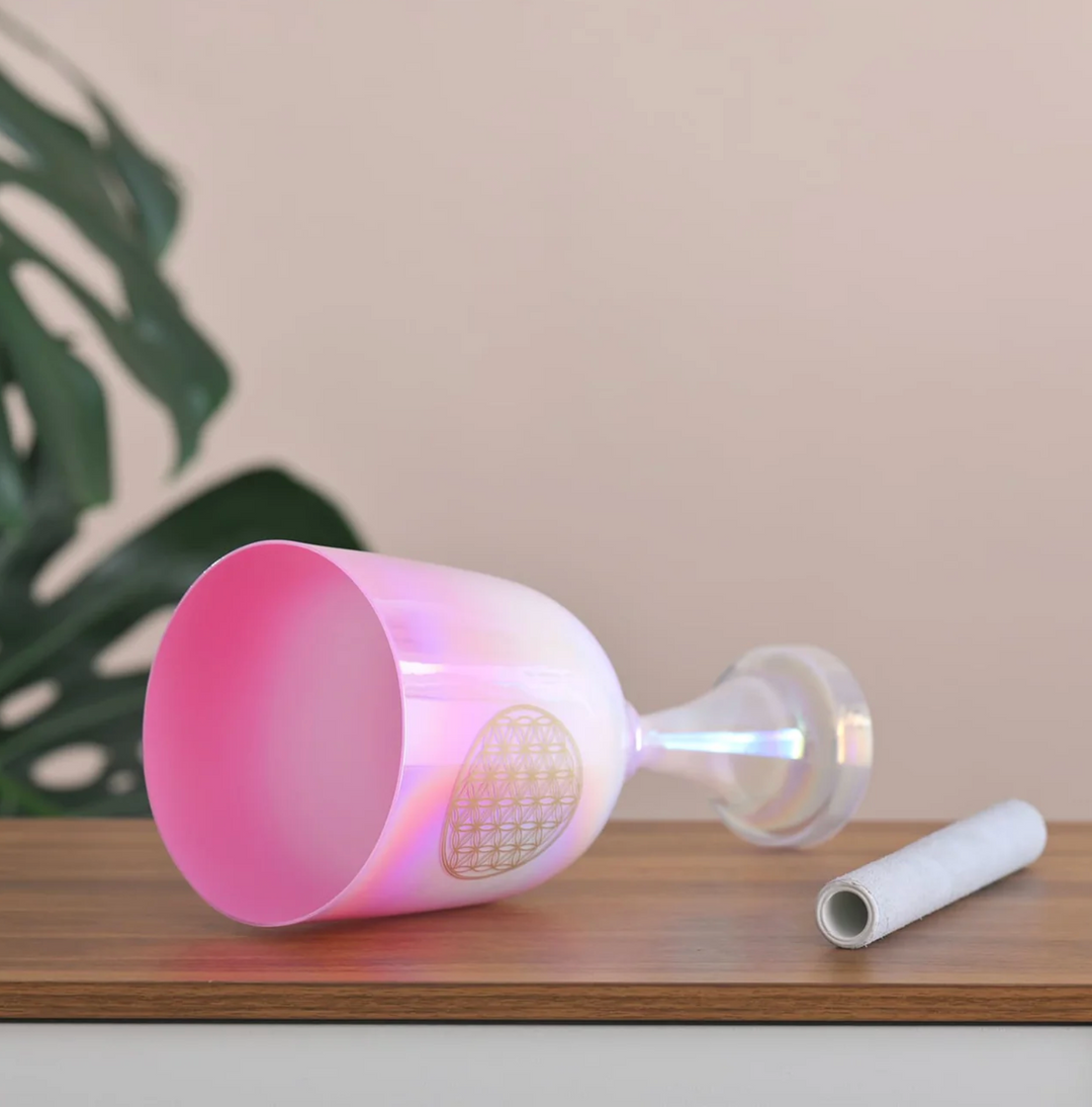 Campana tibetana in cristallo di quarzo "Fiore della vita"