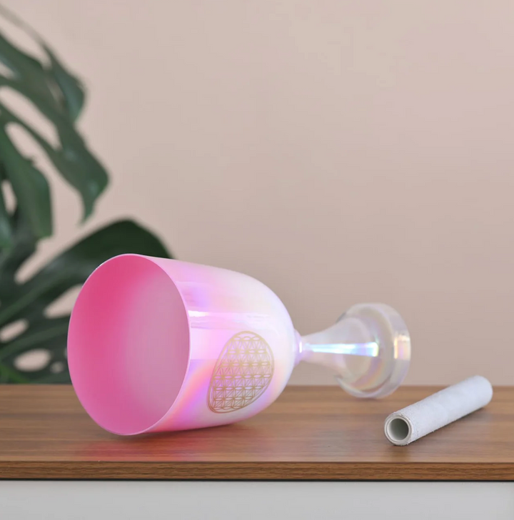 Campana tibetana in cristallo di quarzo "Fiore della vita"