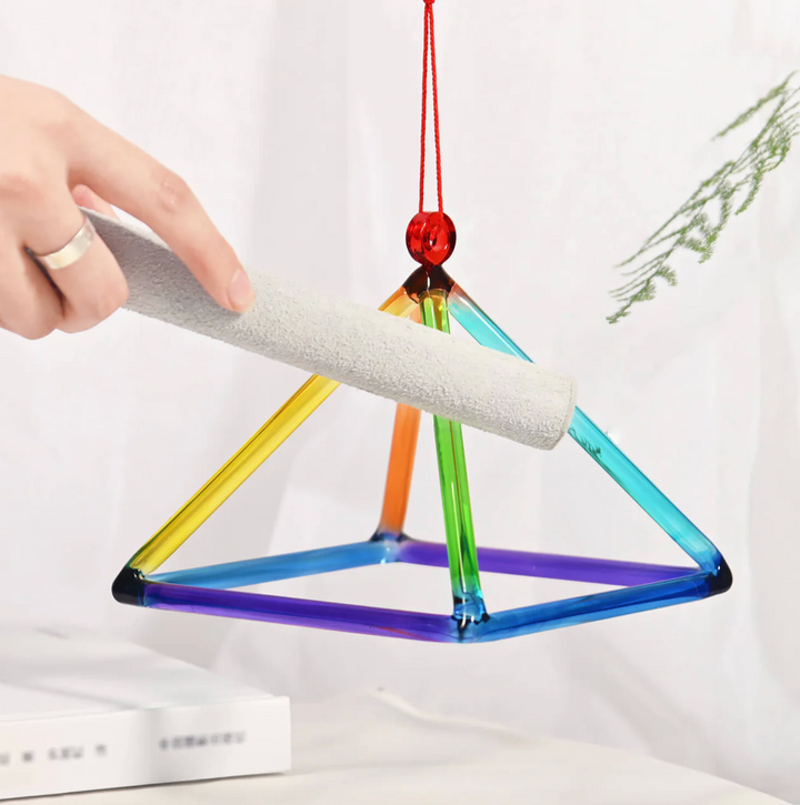 Campana tibetana in cristallo di quarzo "Fiore della vita"