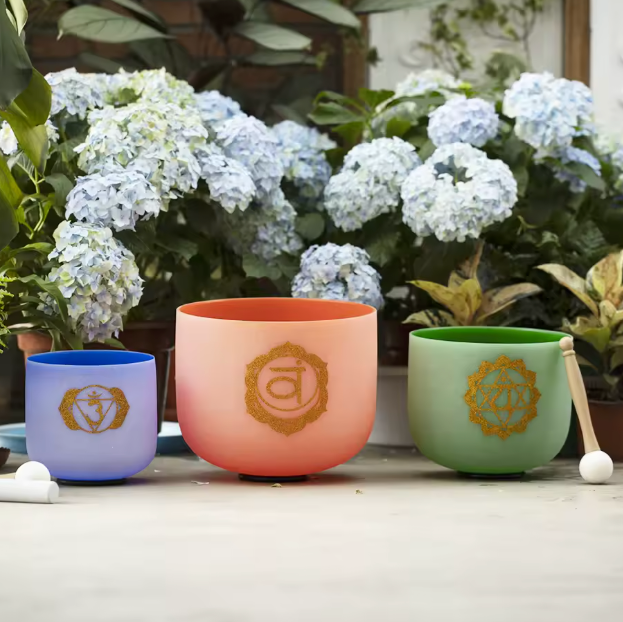 3-teiliges Kristall Klangschalen Set