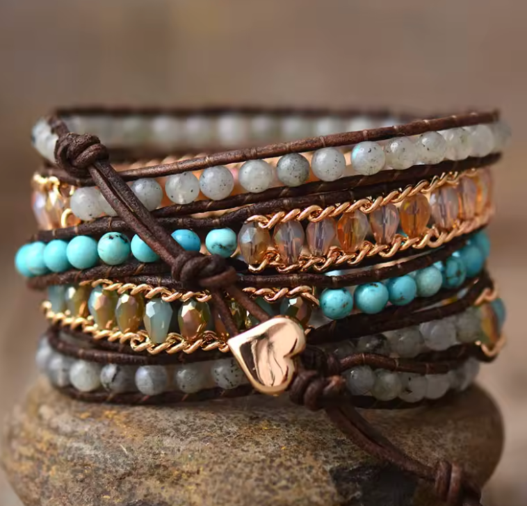 Bellissimo braccialetto avvolgente in labradorite