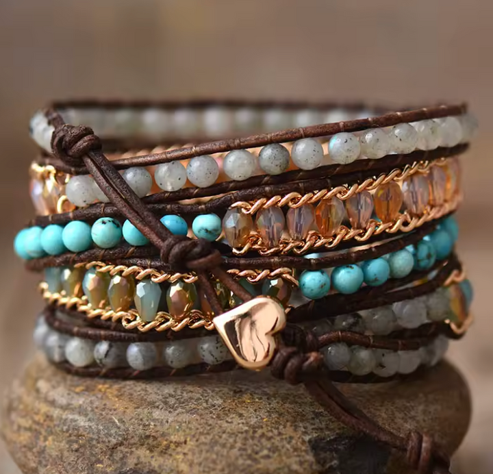 Bellissimo braccialetto avvolgente in labradorite