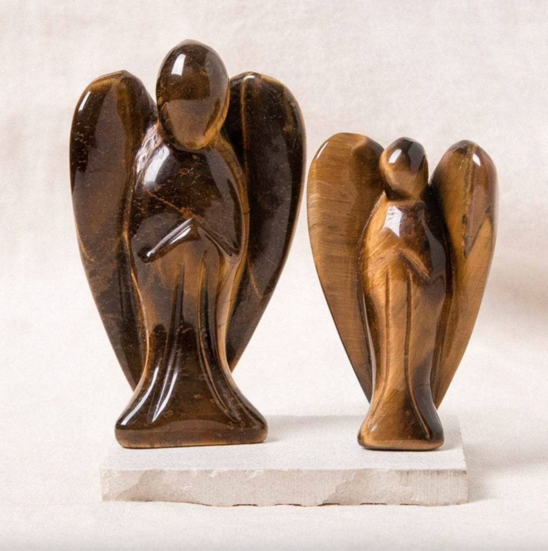 Statuetta di angelo custode in pietra naturale