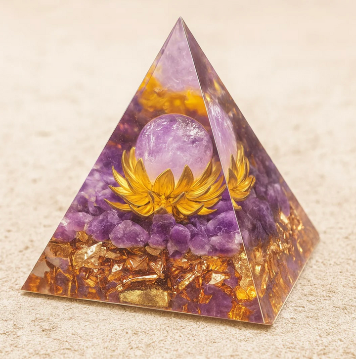 Piramide di Orgonite a forma di Loto