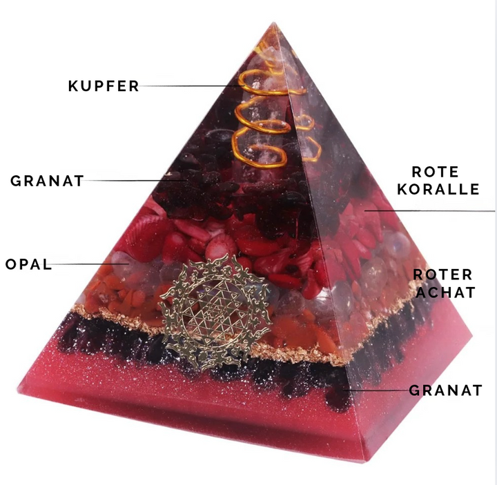Piramide di orgonite con lapislazzuli e loto