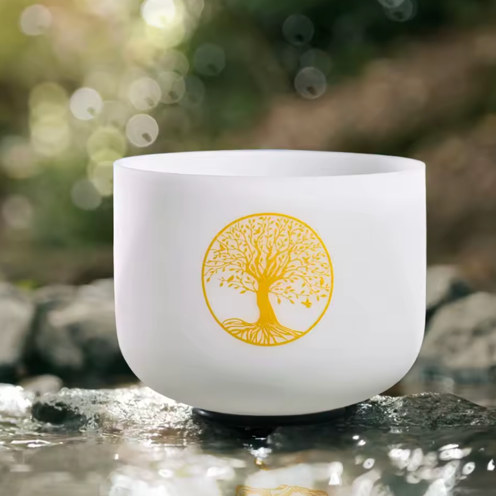 Campana tibetana in cristallo di quarzo "Fiore della vita"