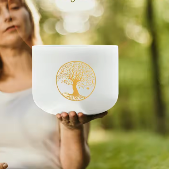 Campana tibetana in cristallo di quarzo "Fiore della vita"