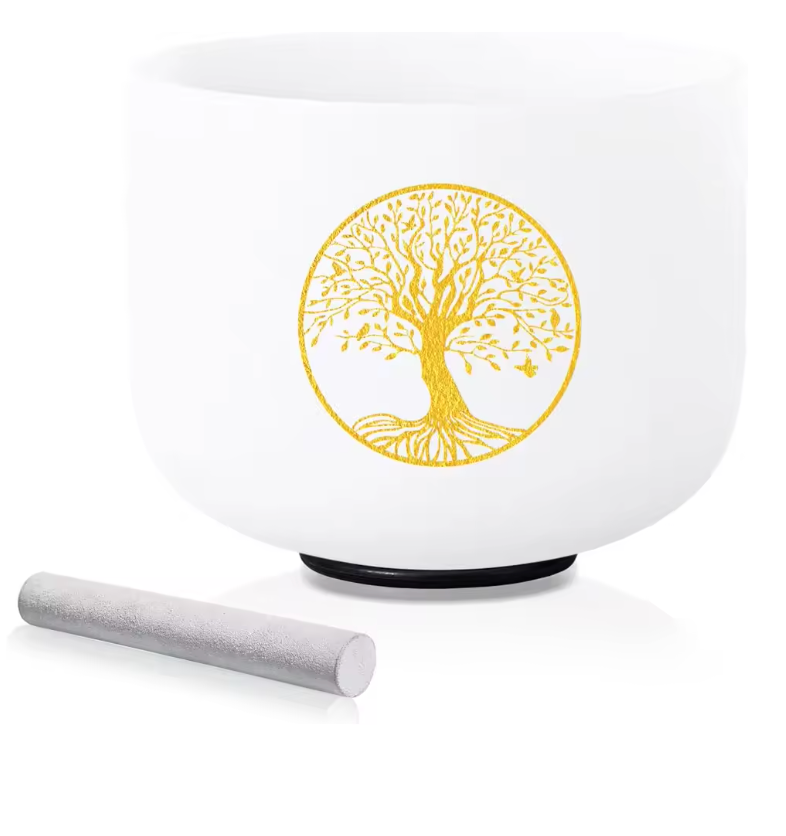 Campana tibetana in cristallo di quarzo "Fiore della vita"