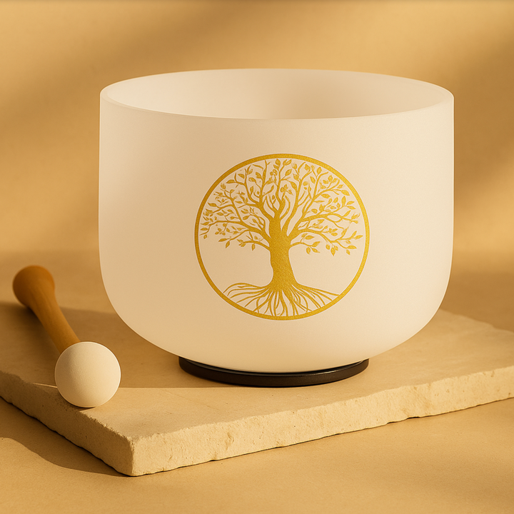 Campana tibetana in cristallo di quarzo "Fiore della vita"