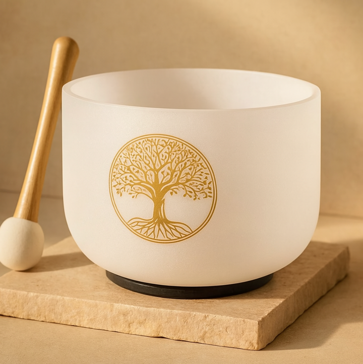 Campana tibetana in cristallo di quarzo "Fiore della vita"