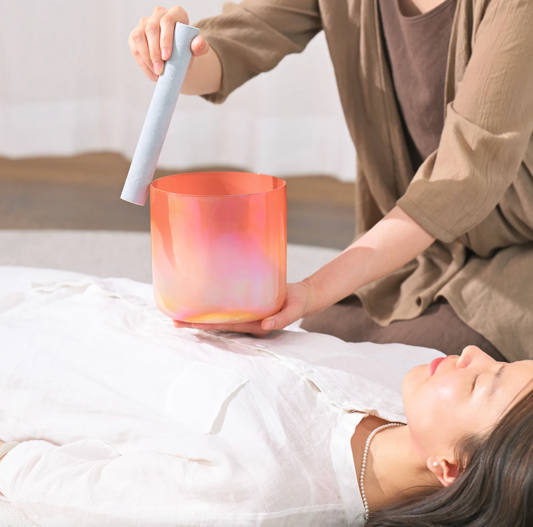 Campana tibetana in cristallo di quarzo "Chrome Aura"