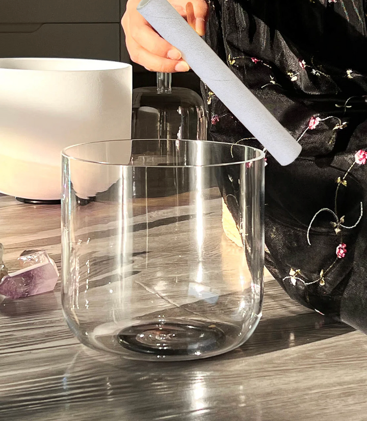 Campana tibetana in cristallo di quarzo "Chrome Aura"