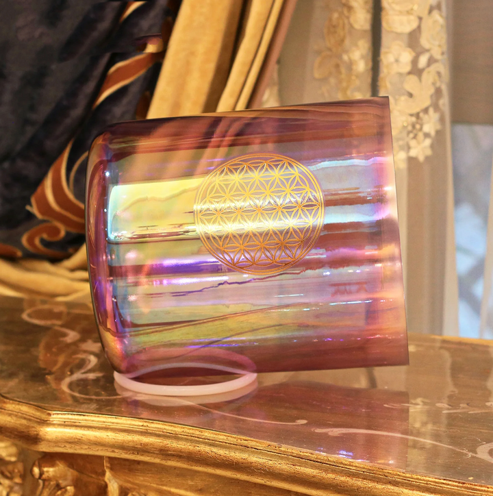 Campana tibetana in cristallo di quarzo "Fiore della vita"