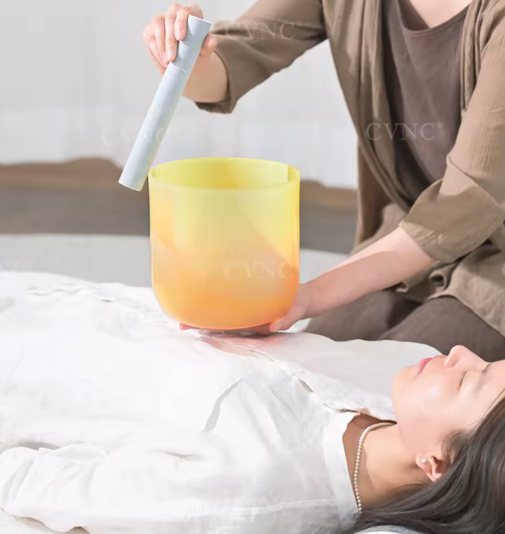 Campana tibetana in cristallo di quarzo "Chrome Aura"