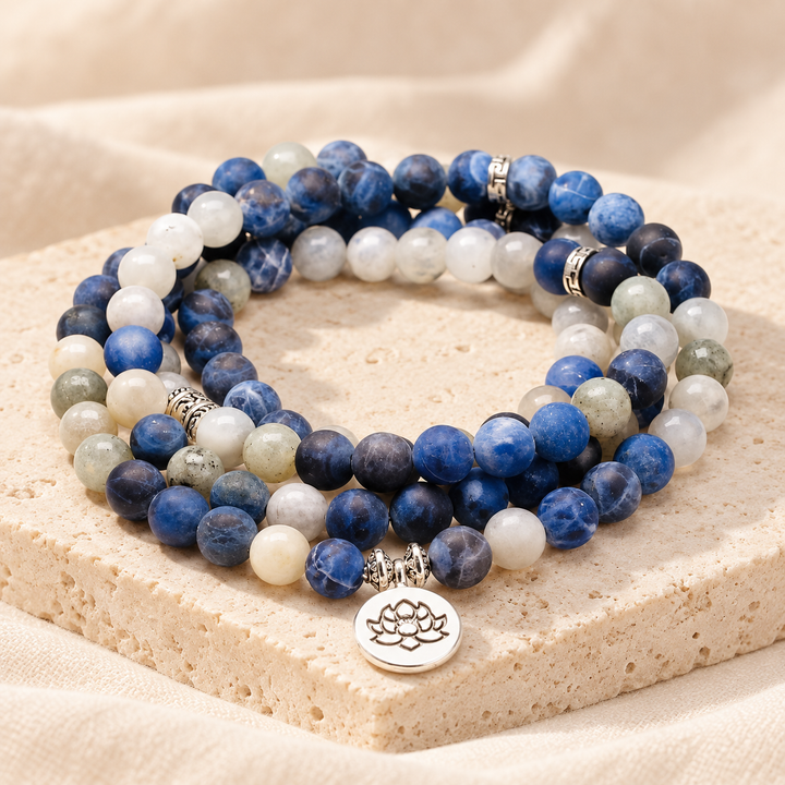 Collana Mala in agata blu
