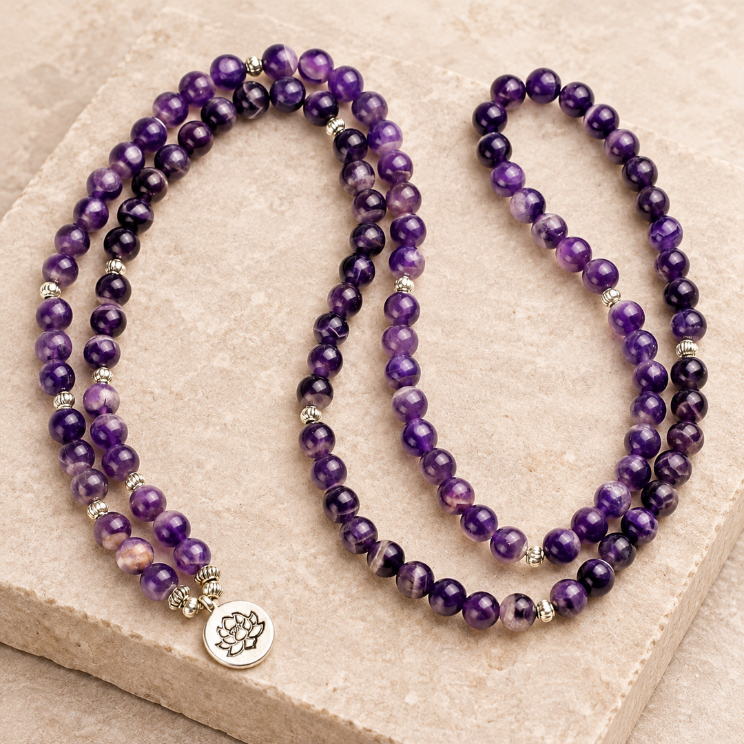 Collana Mala con Ametista Chiara