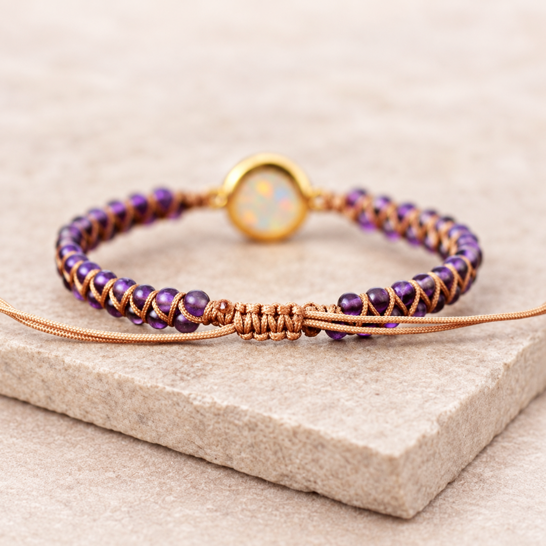 Bracciale in ametista e opale