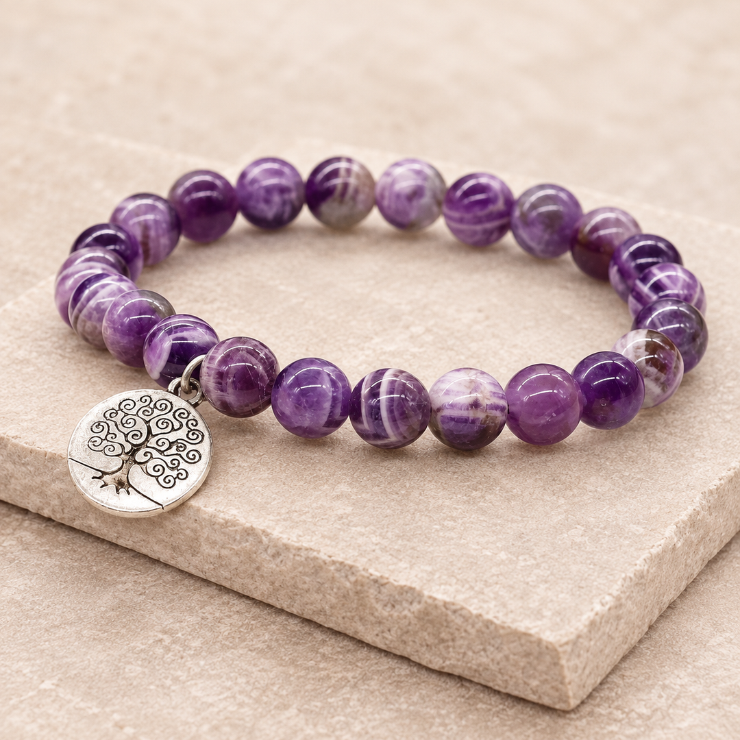 Bracciale in ametista con albero della vita