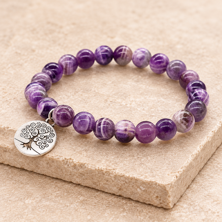 Bracciale in ametista con albero della vita