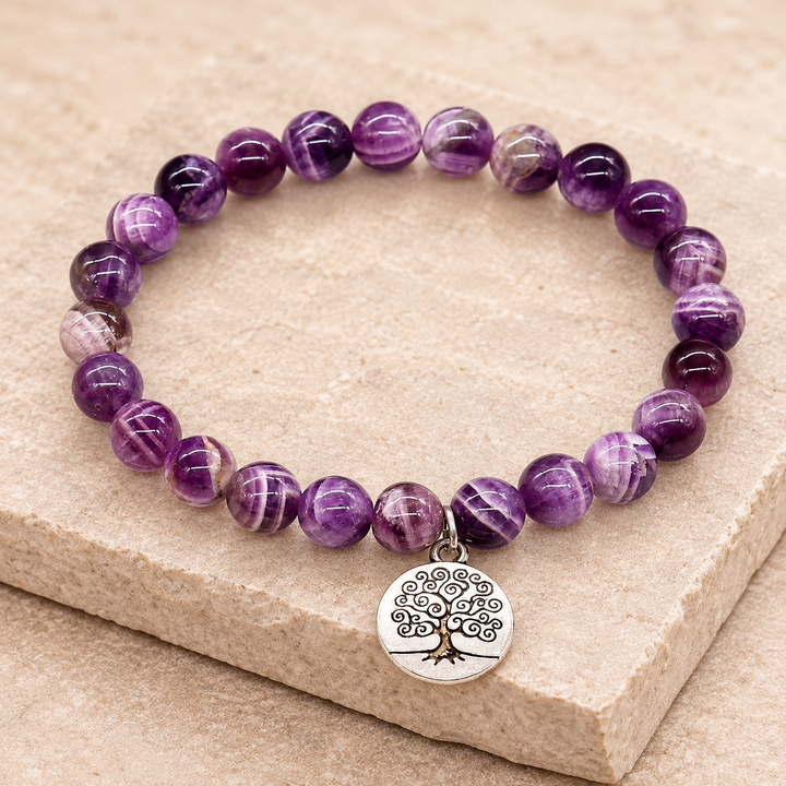 Bracciale in ametista con albero della vita