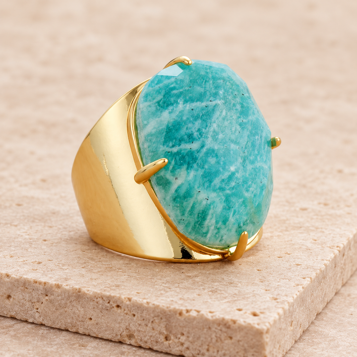 Anello con amazzonite blu
