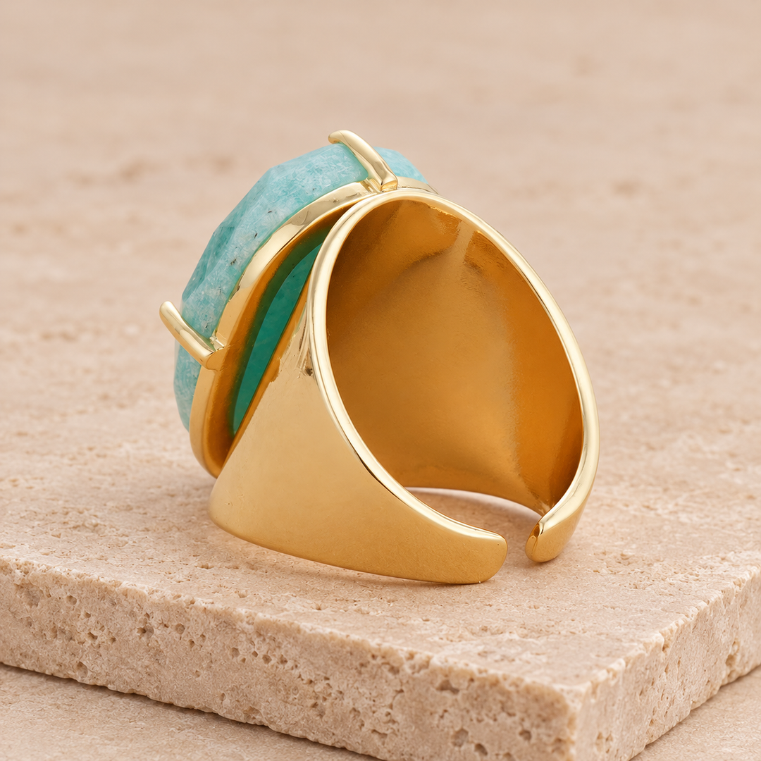 Anello con amazzonite blu