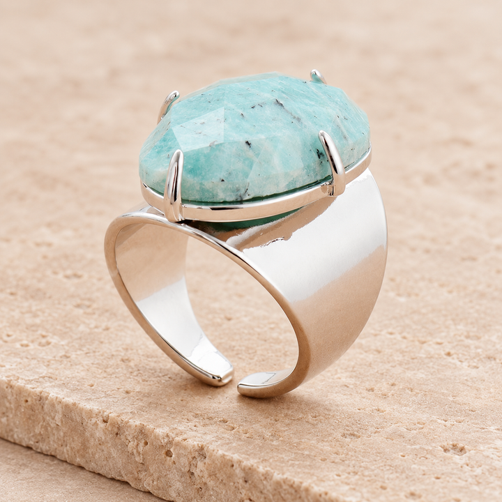 Anello con amazzonite blu