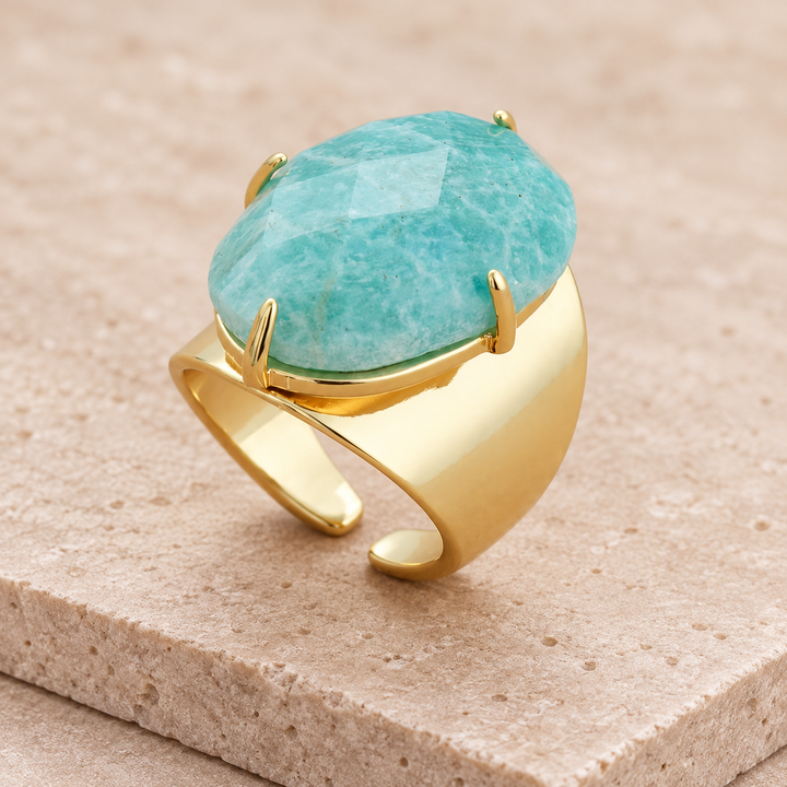 Anello con amazzonite blu