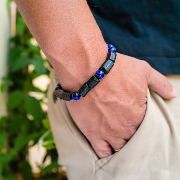 Bracciale Protezione Lapislazzuli e Tormalina Blu