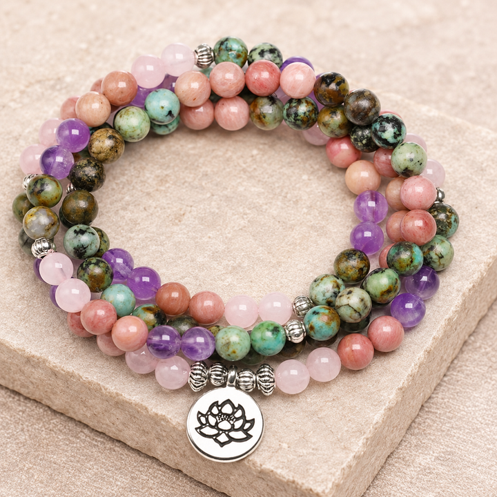 Collana Mala di diaspro lavanda