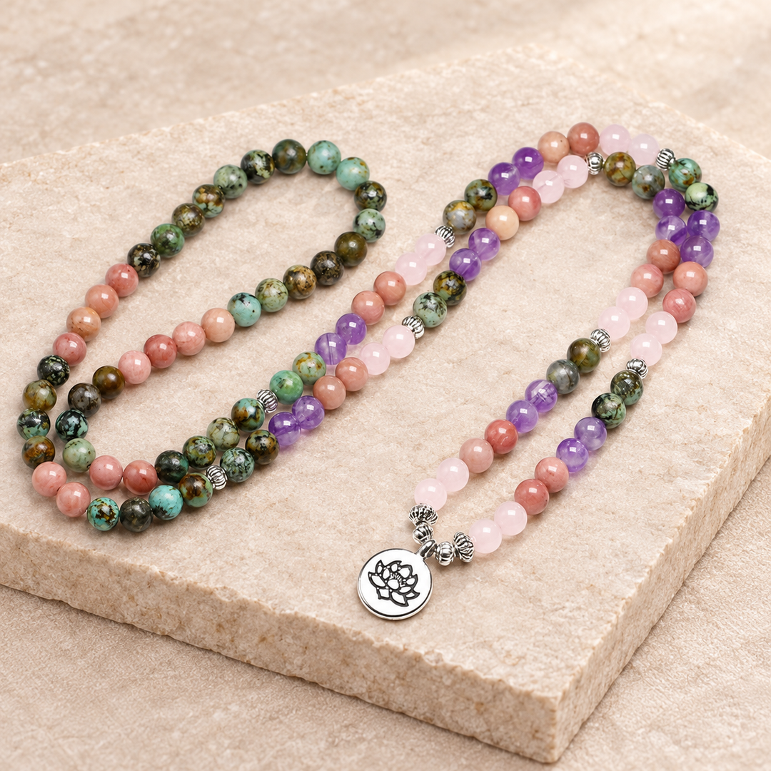Collana Mala di diaspro lavanda