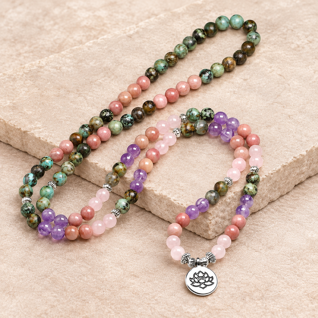 Collana Mala di diaspro lavanda